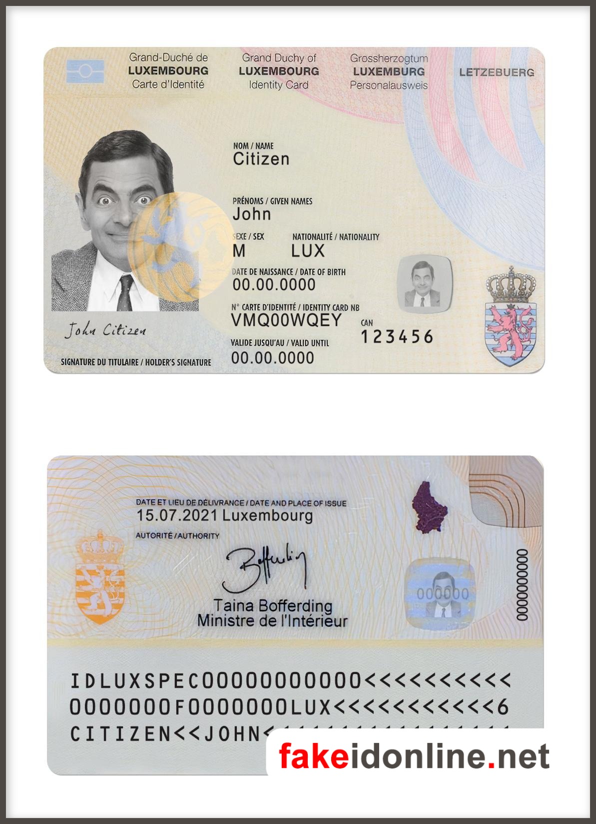 Luxembourg ID Card Template PSD